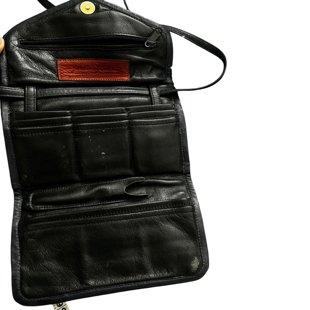 Julia Duren Vintage Rainguarded Leather Black Crossbody Envelope Wallet Bag